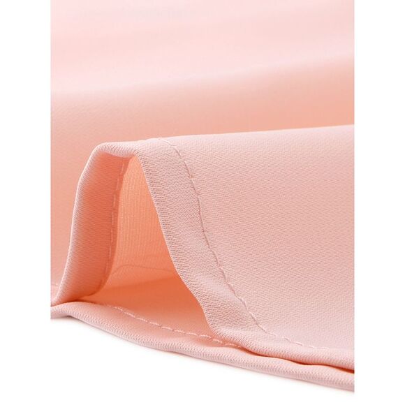 Work Tops Chiffon Shirt Semi Sheer Keyhole Neck Blouse Light Pink - Picture 5 of 6